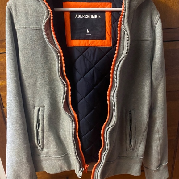 Abercrombie Fitch Grey 2 Layer Jacket With 2 Zippers and Hood - Picture 3 of 9